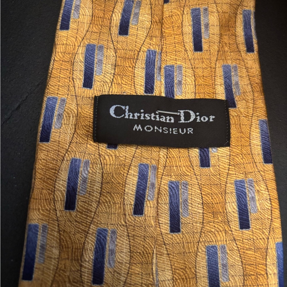 Christian Dior Monsieur Gold & Blue Silk Tie